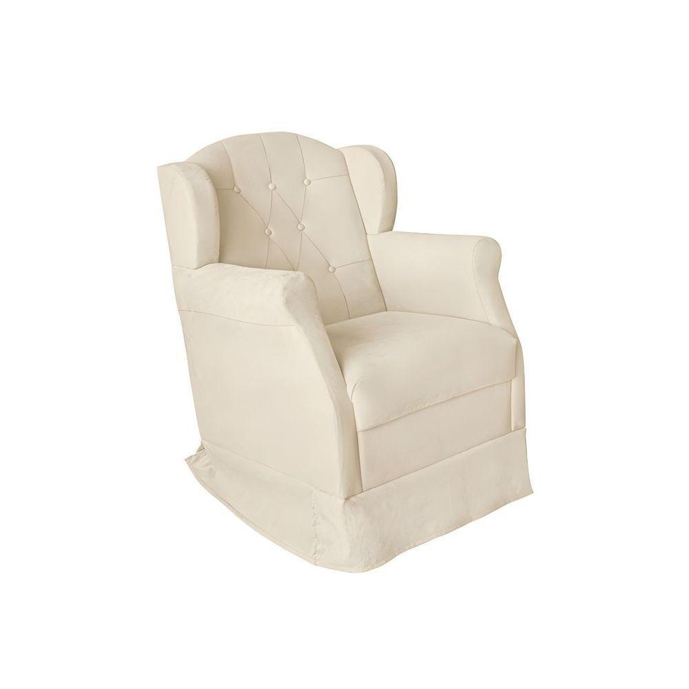 Kit Poltrona Amamentação Com Puff Confortável Serena Suede Cor:bege - 7