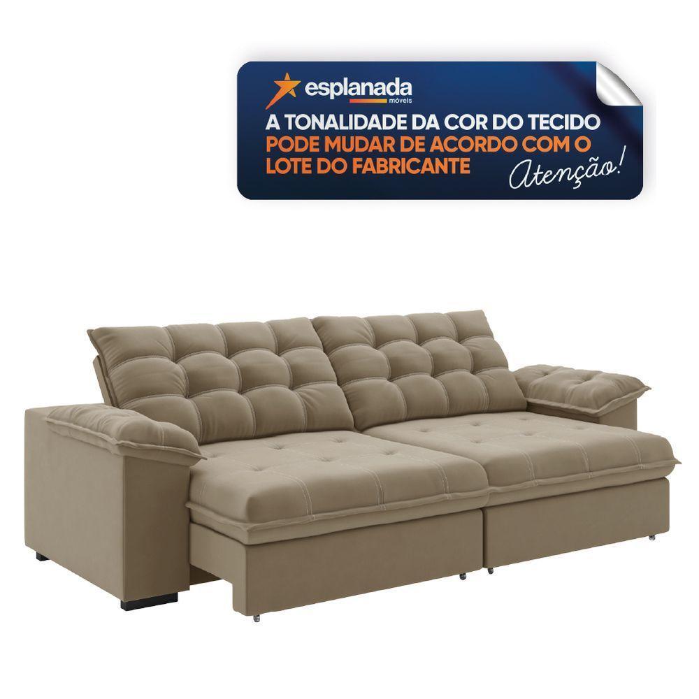 Sofá Retrátil E Reclinável Bipartido 2,90m 5 Lugares Palermo Slim Luizzi Castor - 5