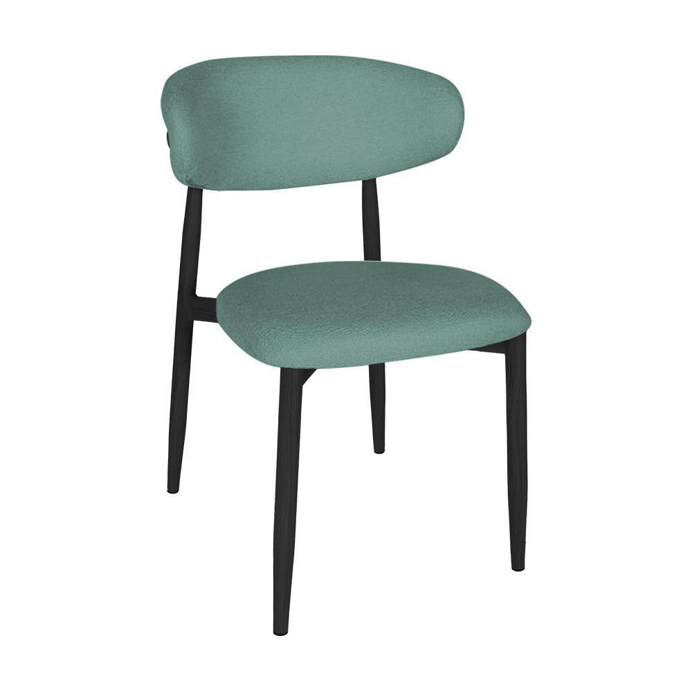Kit 8 Cadeiras De Jantar Lucy Estrutura Aço Carbono Laminado Preto Com Estofado Linho Verde - 2