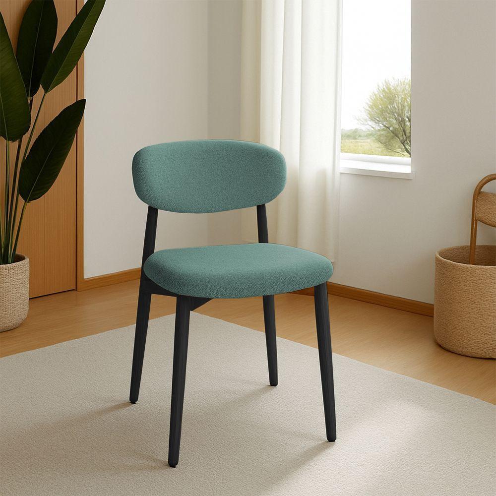 Kit 8 Cadeiras De Jantar Lucy Estrutura Aço Carbono Laminado Preto Com Estofado Linho Verde - 4