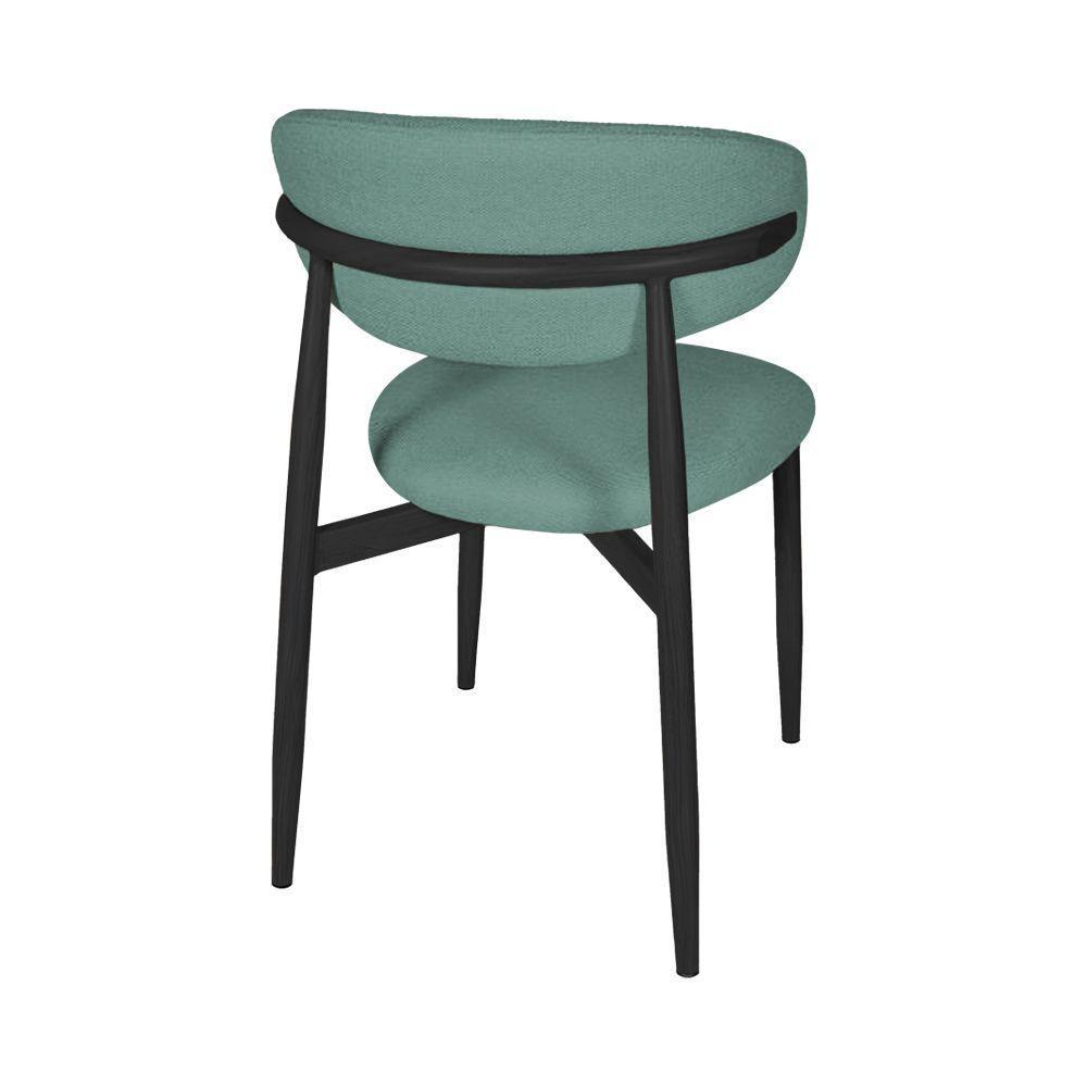 Kit 8 Cadeiras De Jantar Lucy Estrutura Aço Carbono Laminado Preto Com Estofado Linho Verde - 6