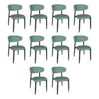 Kit 10 Cadeiras De Jantar Lucy Estrutura Aço Carbono Laminado Preto Com Estofado Linho Verde - 1