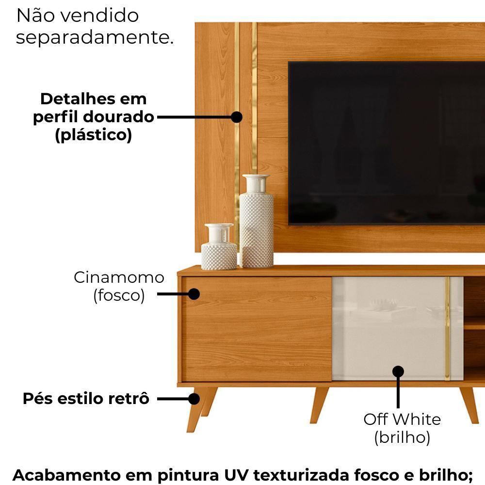 Painel Rack Bancada Tv 60 Pol 160 Cm Cronos Cinamomo Off White Madetec - 7