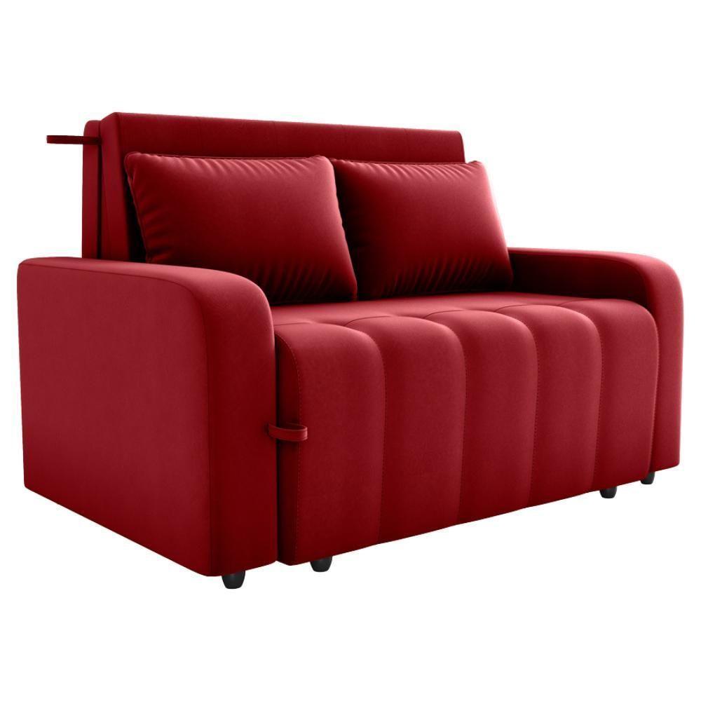 Sofa Cama 2 Lugares 138 Cm Amora Veludo Maserati Milani Store Vermelho - 1