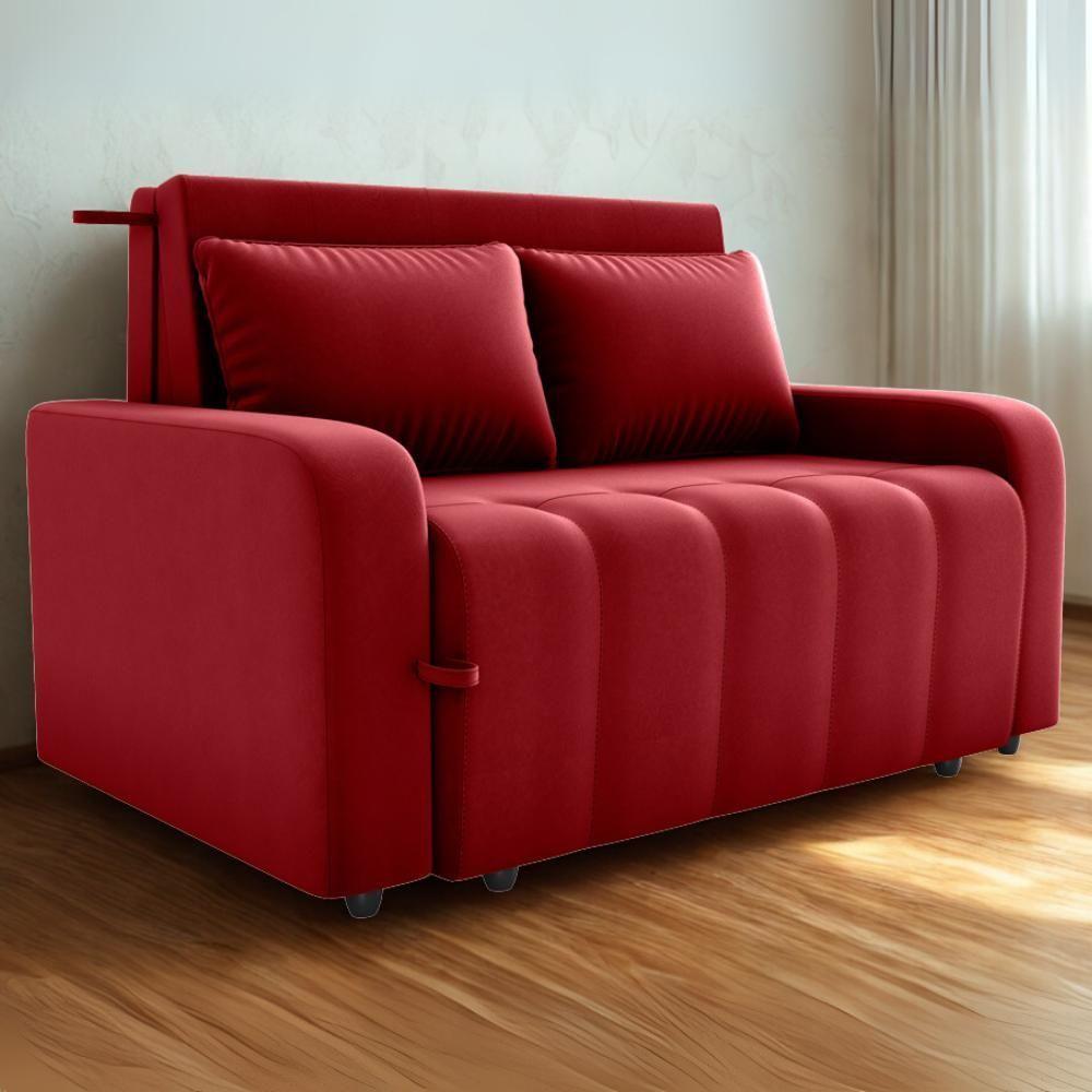 Sofa Cama 2 Lugares 138 Cm Amora Veludo Maserati Milani Store Vermelho - 2
