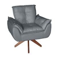 Poltrona/cadeira Decorativa Glamour Opala Com Base Giratória 30cm Em Madeira Cinza - 1