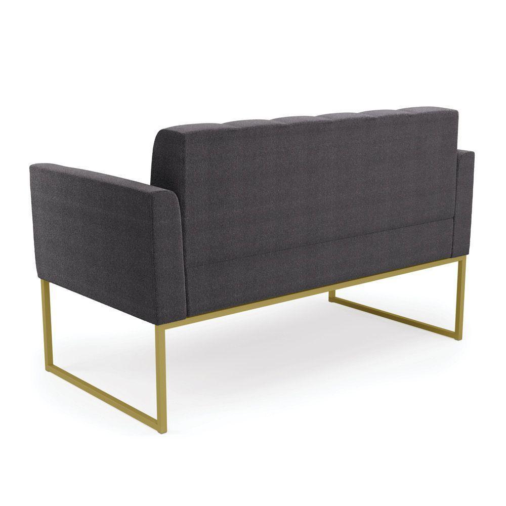 Namoradeira E 2 Poltronas Industrial Dourado Elisa Bouclê D03 - D?rossi Cor Grafite - 5