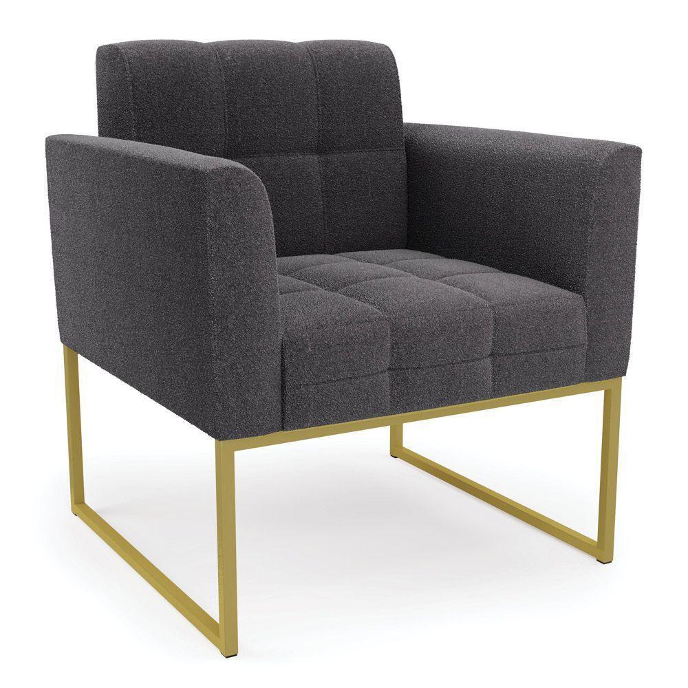 Namoradeira E 2 Poltronas Industrial Dourado Elisa Bouclê D03 - D?rossi Cor Grafite - 8