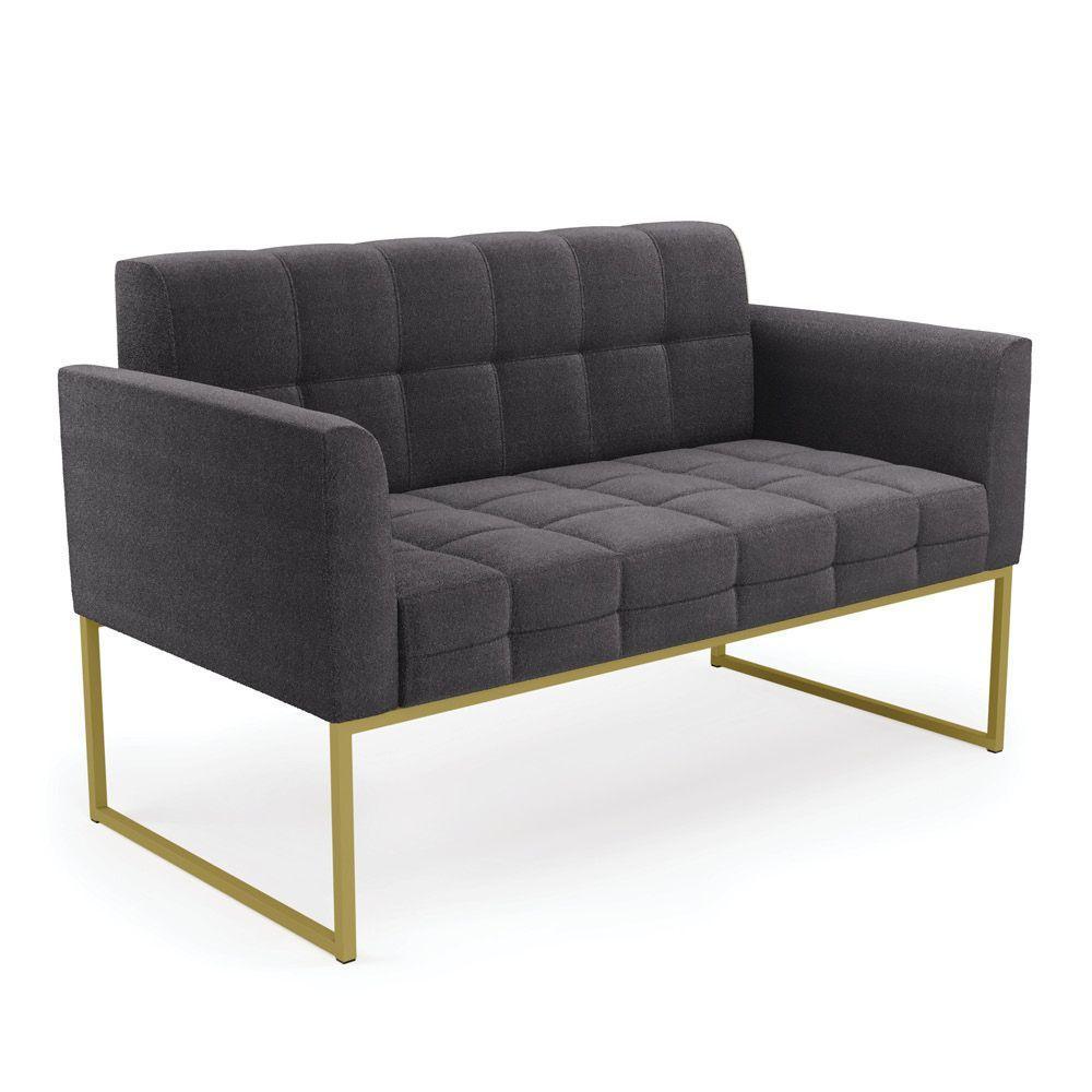Namoradeira E 2 Poltronas Industrial Dourado Elisa Bouclê D03 - D?rossi Cor Grafite - 9