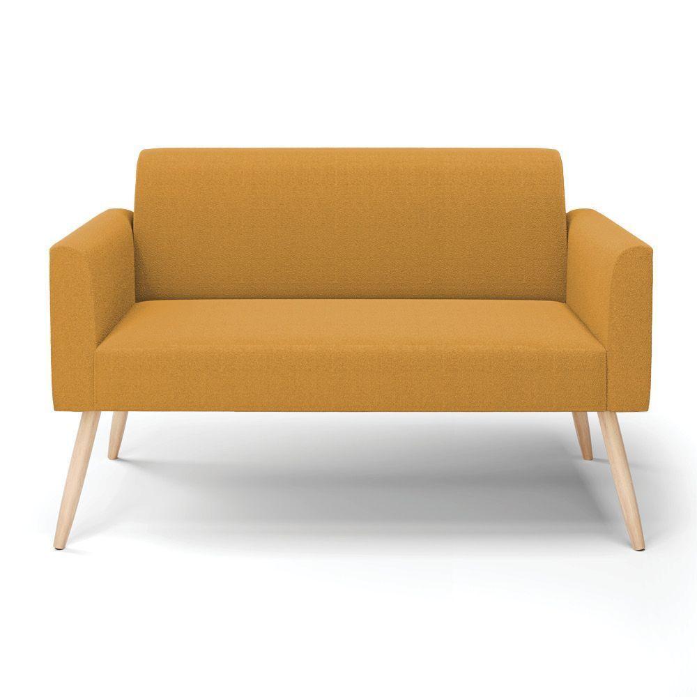 Sofá 2 Lugares Namoradeira Pé Palito Natural Marisa Bouclê Mostarda D03 - D'rossi - 5
