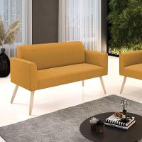 Sofá 2 Lugares Namoradeira Pé Palito Natural Marisa Bouclê Mostarda D03 - D'rossi - 2
