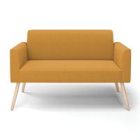 Sofá 2 Lugares Namoradeira Pé Palito Natural Marisa Bouclê Mostarda D03 - D'rossi - 5