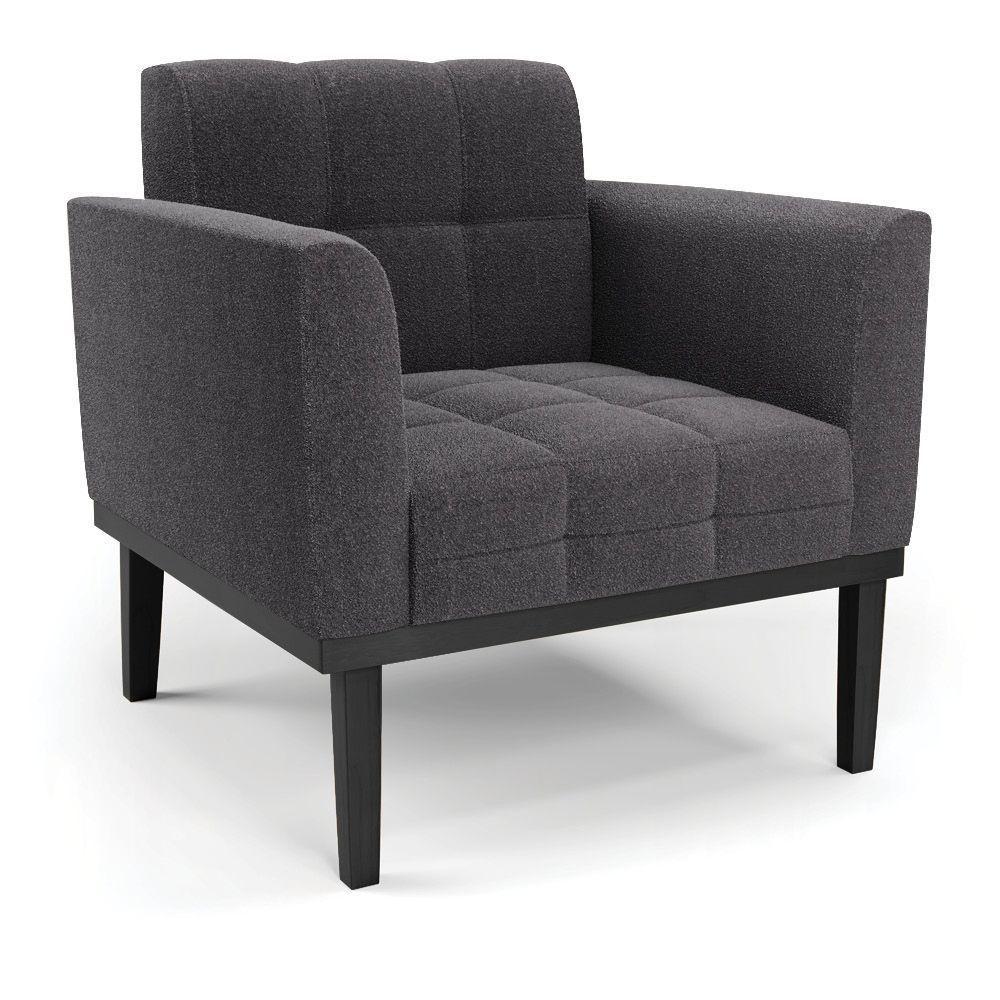 Namoradeira 2 Poltronas Base Madeira Fixa Pto Elisa Bouclê D03 - D?rossi Cor Grafite - 8