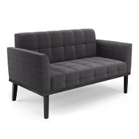 Namoradeira 2 Poltronas Base Madeira Fixa Pto Elisa Bouclê D03 - D?rossi Cor Grafite