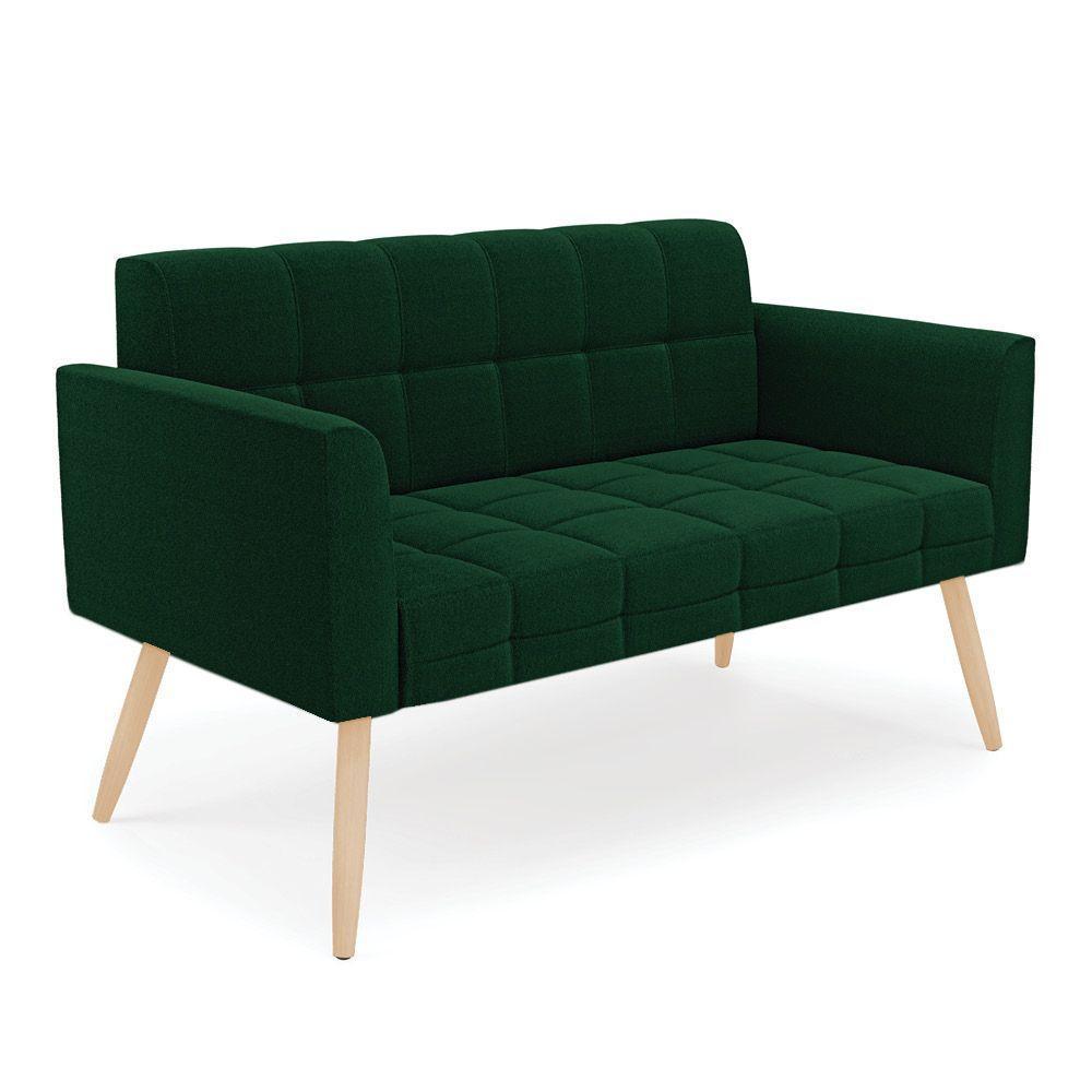 Sofá Namoradeira 2 Lugares Pé Palito Natural Elisa Bouclê D03 - D?rossi Cor Verde - 1