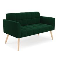 Sofá Namoradeira 2 Lugares Pé Palito Natural Elisa Bouclê D03 - D?rossi Cor Verde - 1