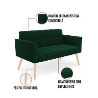 Sofá Namoradeira 2 Lugares Pé Palito Natural Elisa Bouclê D03 - D?rossi Cor Verde - 3