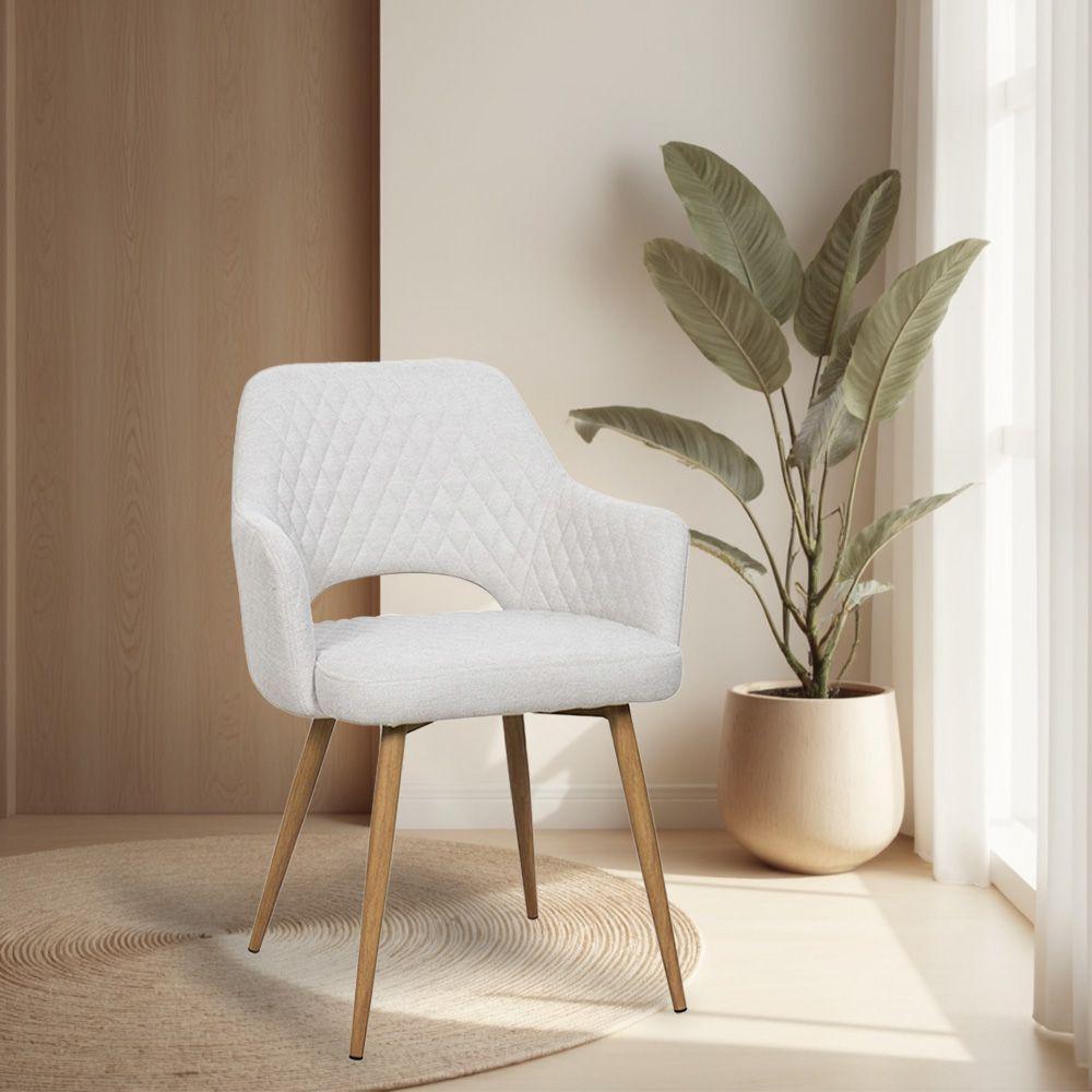 Kit 10 Cadeiras De Jantar Dakota Estrutura Aço Carbono Laminado Natural Com Estofado Linho Cru - 3