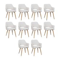 Kit 10 Cadeiras De Jantar Dakota Estrutura Aço Carbono Laminado Natural Com Estofado Linho Cru - 1