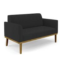 Sofá Namoradeira Com Poltrona Base De Madeira Fixa Castanho Marisa Veludo D03 - D?rossi Cor Preto