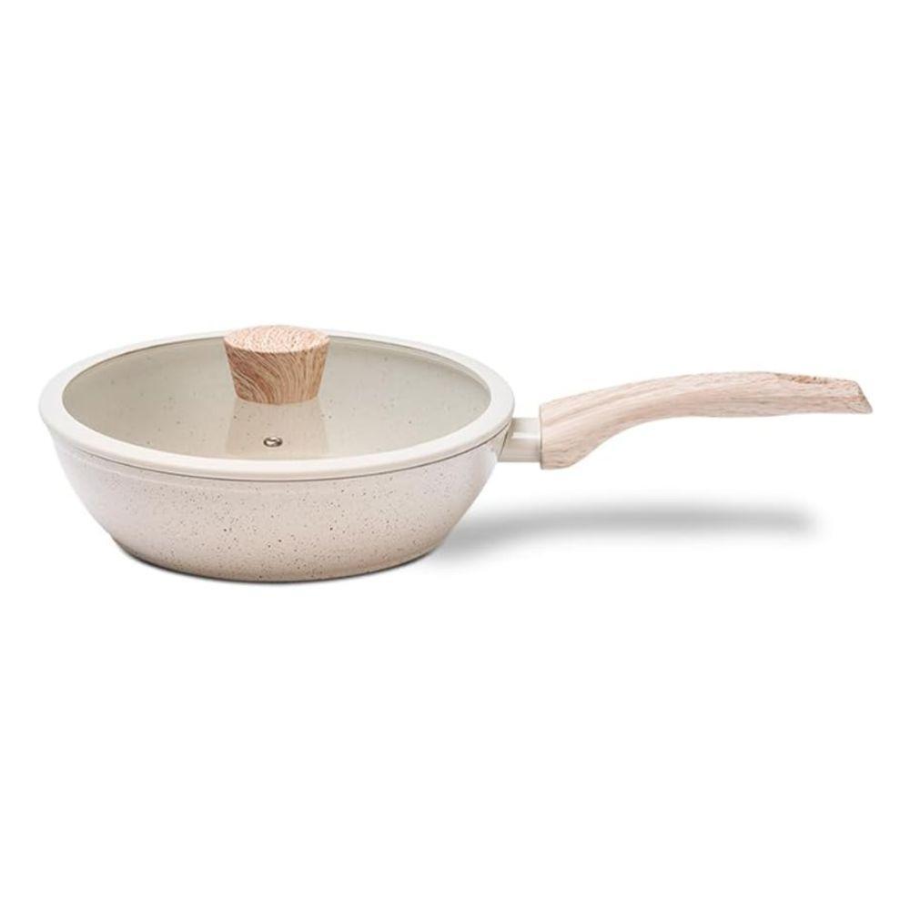 Panela Wok Com Tampa 28cm 3,4l Ceramic Life Sirius Fundo De Indução Vanilla Brinox - 1