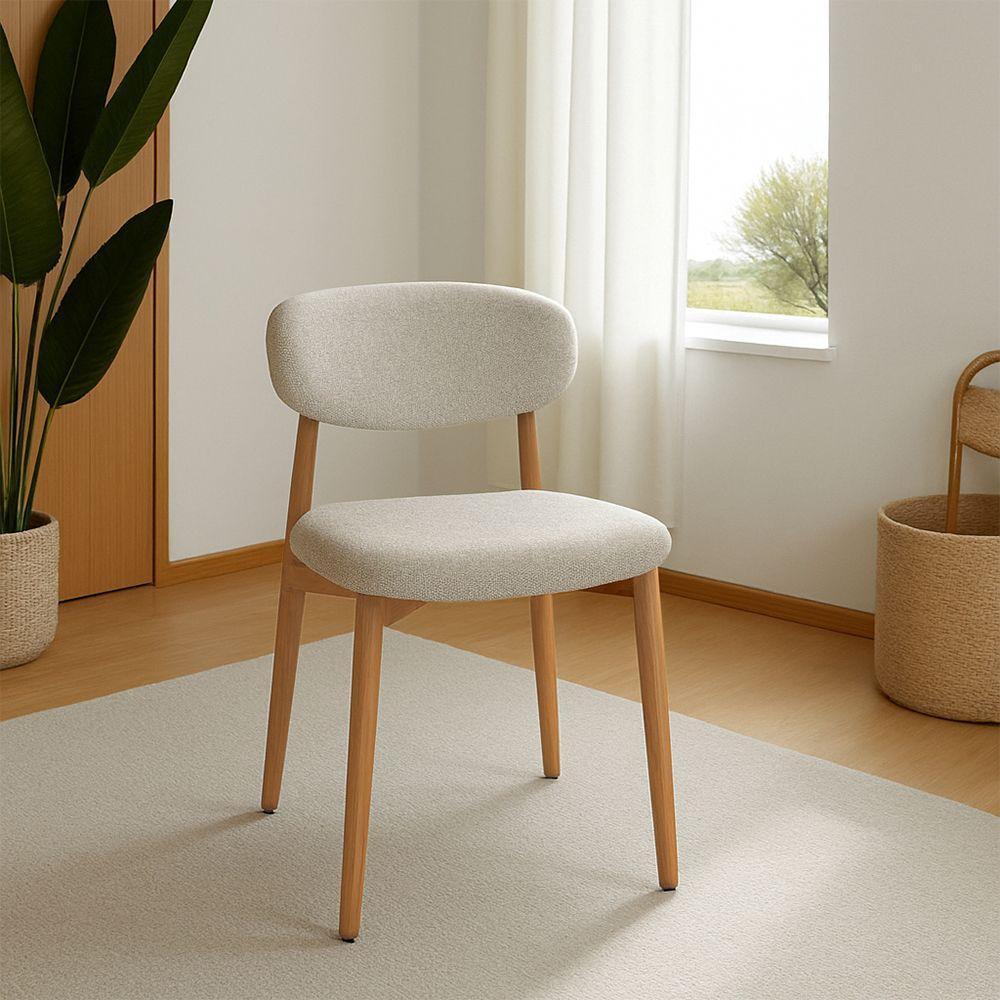 Kit 4 Cadeiras De Jantar Lucy Estrutura Aço Carbono Laminado Natural Com Estofado Linho Cru - 3