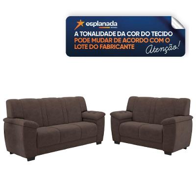 Conjunto De Sofá 2 E 3 Lugares Turim Veludo Luizzi Marrom