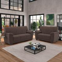 Conjunto De Sofá 2 E 3 Lugares Turim Veludo Luizzi Marrom - 2