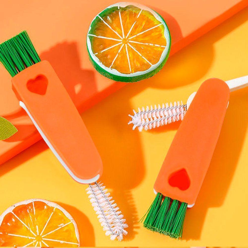 Escova De Limpeza Multiuso Para Teclado Cantos Frisos Notebooks 3 Em 1 Cor:laranja - 5