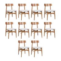 Kit 10 Cadeiras De Jantar Delta Estrutura Aço Carbono Laminado Natural Com Estofado Linho Cru - 1