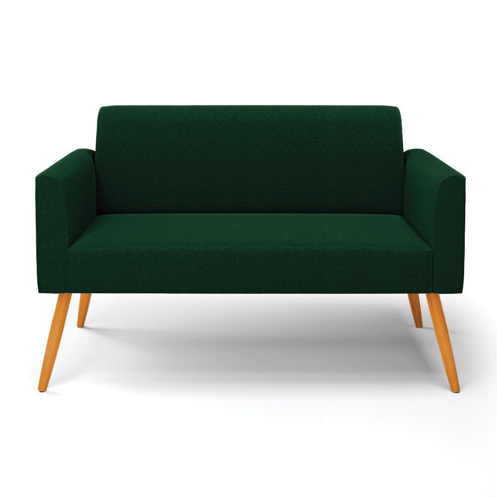 Sofá 2 Lugares Namoradeira Pé Palito Castanho Marisa Bouclê Verde D03 - D'rossi - 5