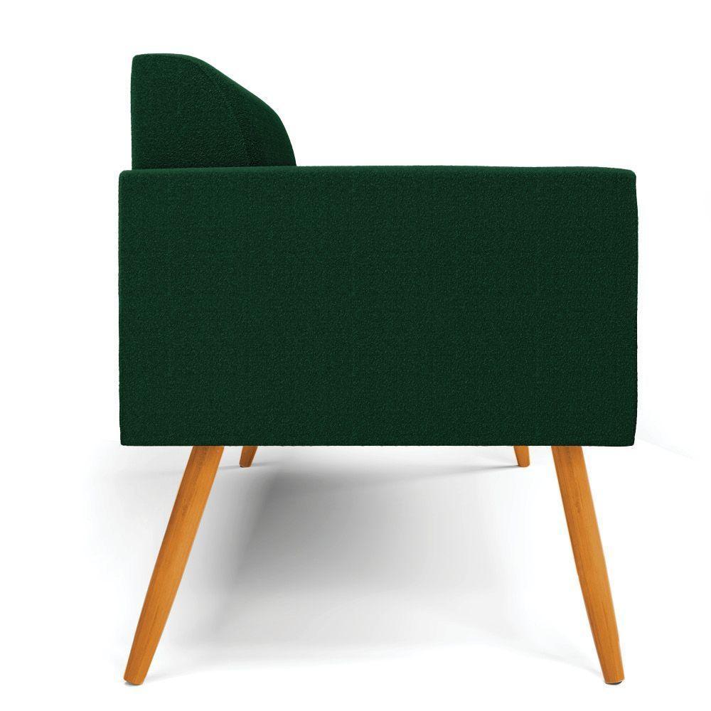 Sofá 2 Lugares Namoradeira Pé Palito Castanho Marisa Bouclê Verde D03 - D'rossi - 6