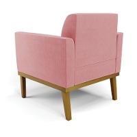 Sofá Namoradeira Com Poltrona Base De Madeira Fixa Castanho Marisa Suede D03 - D?rossi Cor Rose - 7