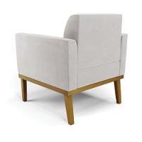 Sofá Namoradeira Com 2 Poltronas Base De Madeira Fixa Castanho Marisa Veludo D03 - D?rossi Cor Cinza - 2