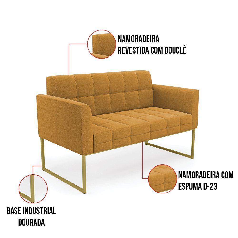 Namoradeira E Poltrona Industrial Dourado Elisa Bouclê D03 - D?rossi Cor Mostarda - 6
