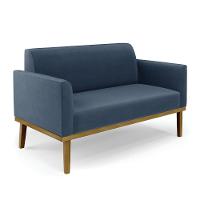 Sofá Namoradeira Com Poltrona Base De Madeira Fixa Castanho Marisa Suede Azul Marinho D03 - D?rossi - 7