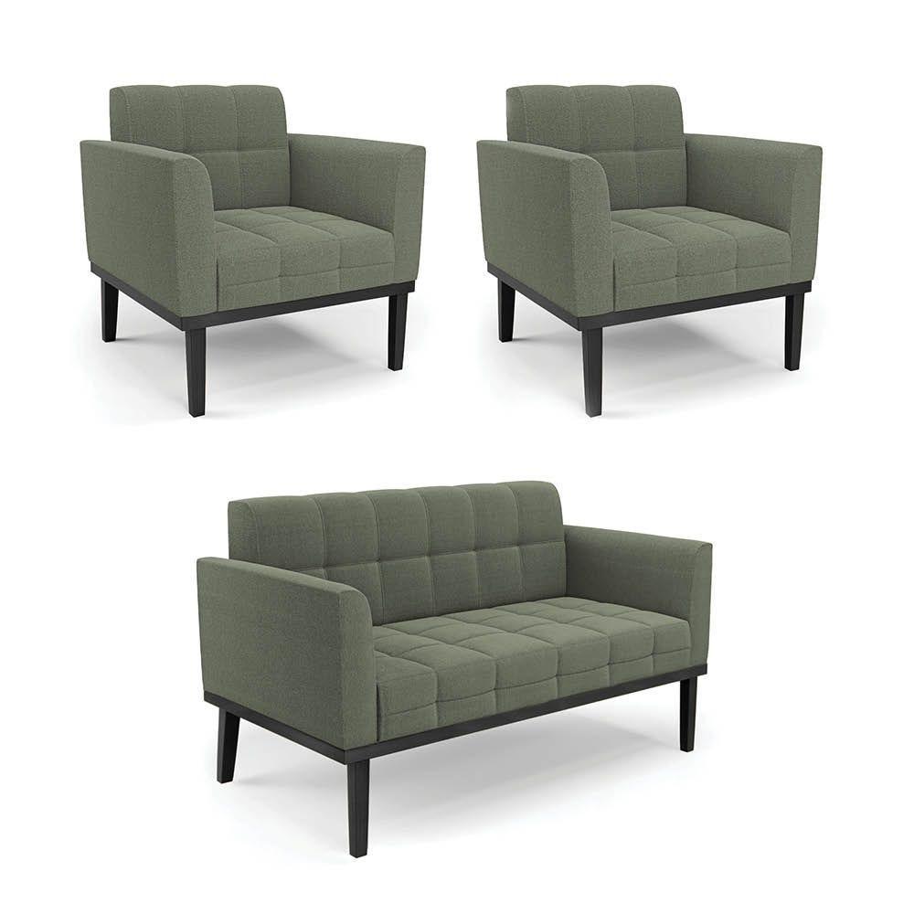 Namoradeira 2 Poltronas Base Madeira Fixa Pto Elisa Bouclê D03 - D?rossi Cor Verde Pistache - 1