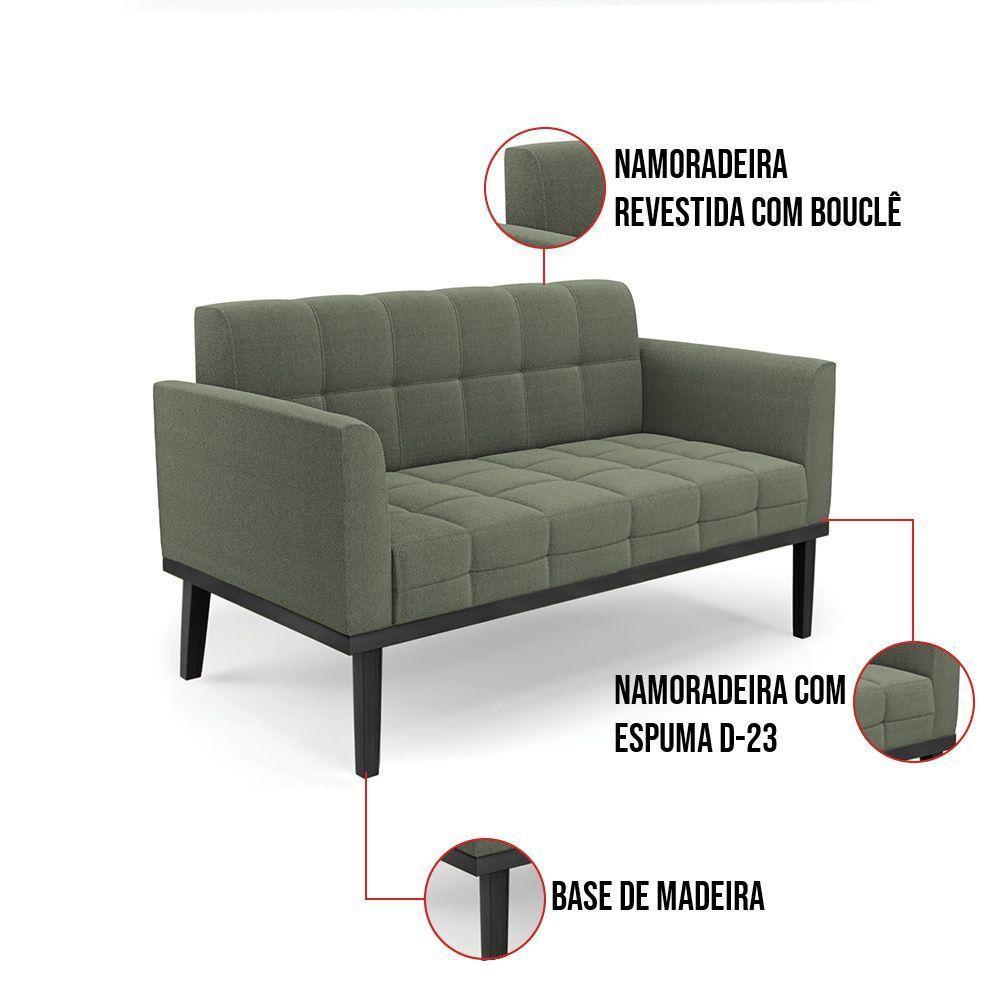 Namoradeira 2 Poltronas Base Madeira Fixa Pto Elisa Bouclê D03 - D?rossi Cor Verde Pistache - 6