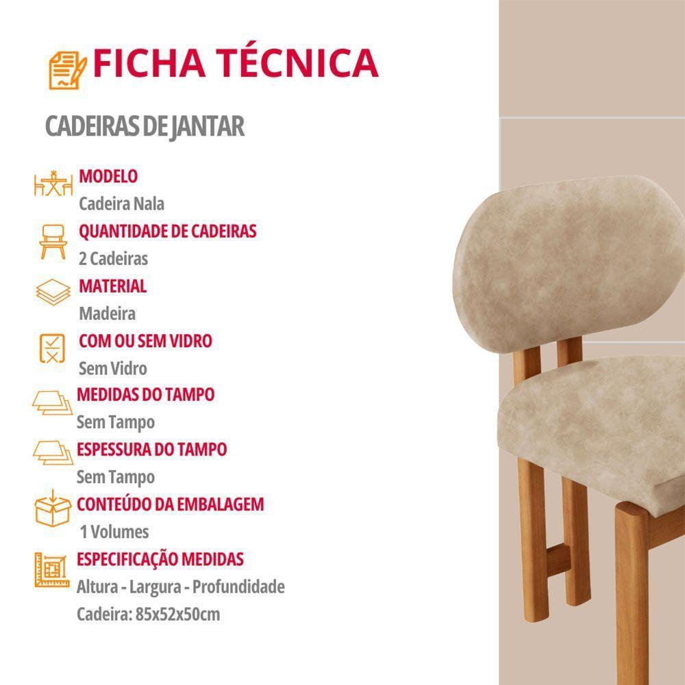Conjunto Com 2 Cadeiras Madeira Nala Milano/Imbuia Nat. - 4