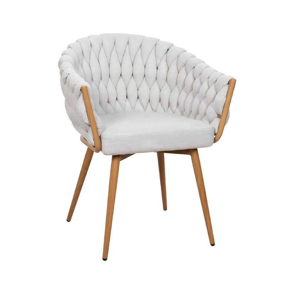 Kit 4 Cadeiras De Aproximação Eloá Estrutura Aço Carbono Laminado Natural Com Estofado Linho Cru - 6