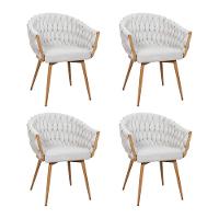 Kit 4 Cadeiras De Aproximação Eloá Estrutura Aço Carbono Laminado Natural Com Estofado Linho Cru - 1