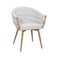 Kit 4 Cadeiras De Aproximação Eloá Estrutura Aço Carbono Laminado Natural Com Estofado Linho Cru - 6