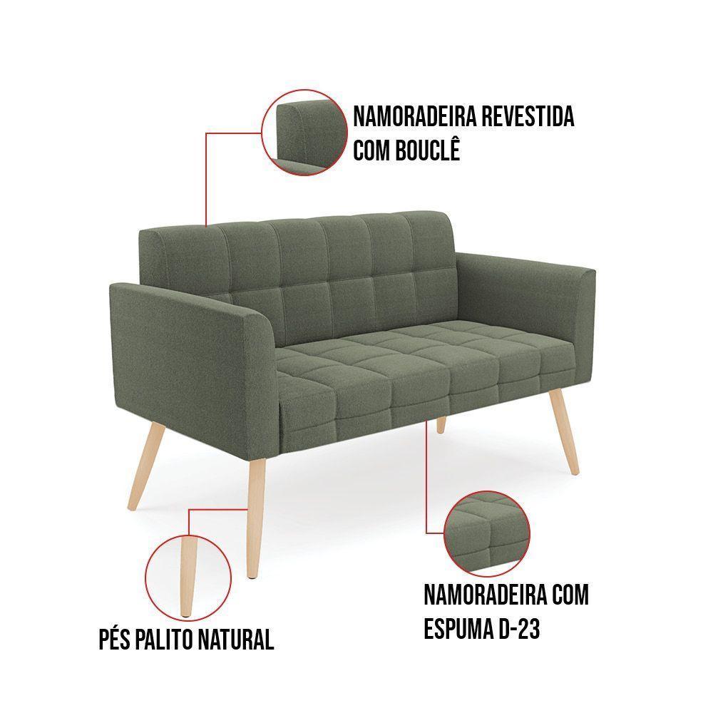 Namoradeira E Poltrona Pé Palito Natural Elisa Bouclê D03 - D?rossi Cor Verde Pistache - 3
