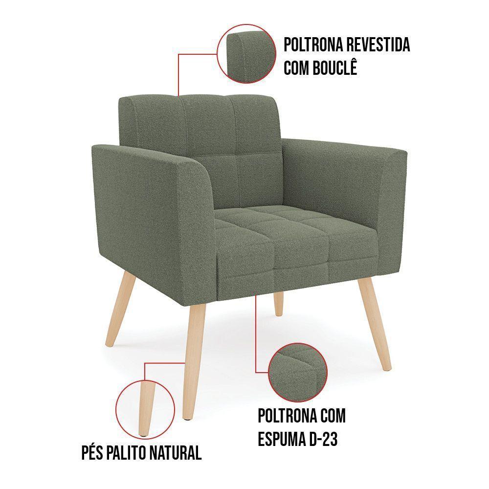 Namoradeira E Poltrona Pé Palito Natural Elisa Bouclê D03 - D?rossi Cor Verde Pistache - 4