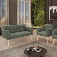 Namoradeira E Poltrona Pé Palito Natural Elisa Bouclê D03 - D?rossi Cor Verde Pistache - 2