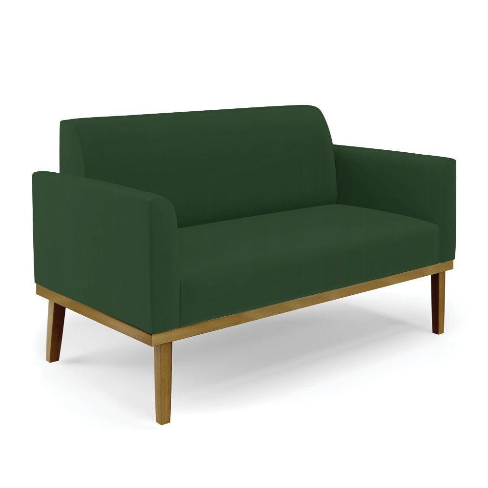 Sofá Namoradeira Com 2 Poltronas Base De Madeira Fixa Castanho Marisa Veludo D03 - D?rossi Cor Verde - 4