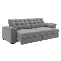 Sofá Retrátil E Reclinável Bipartido 2,30m 3 Lugares Palermo Slim Luizzi Chumbo - 1