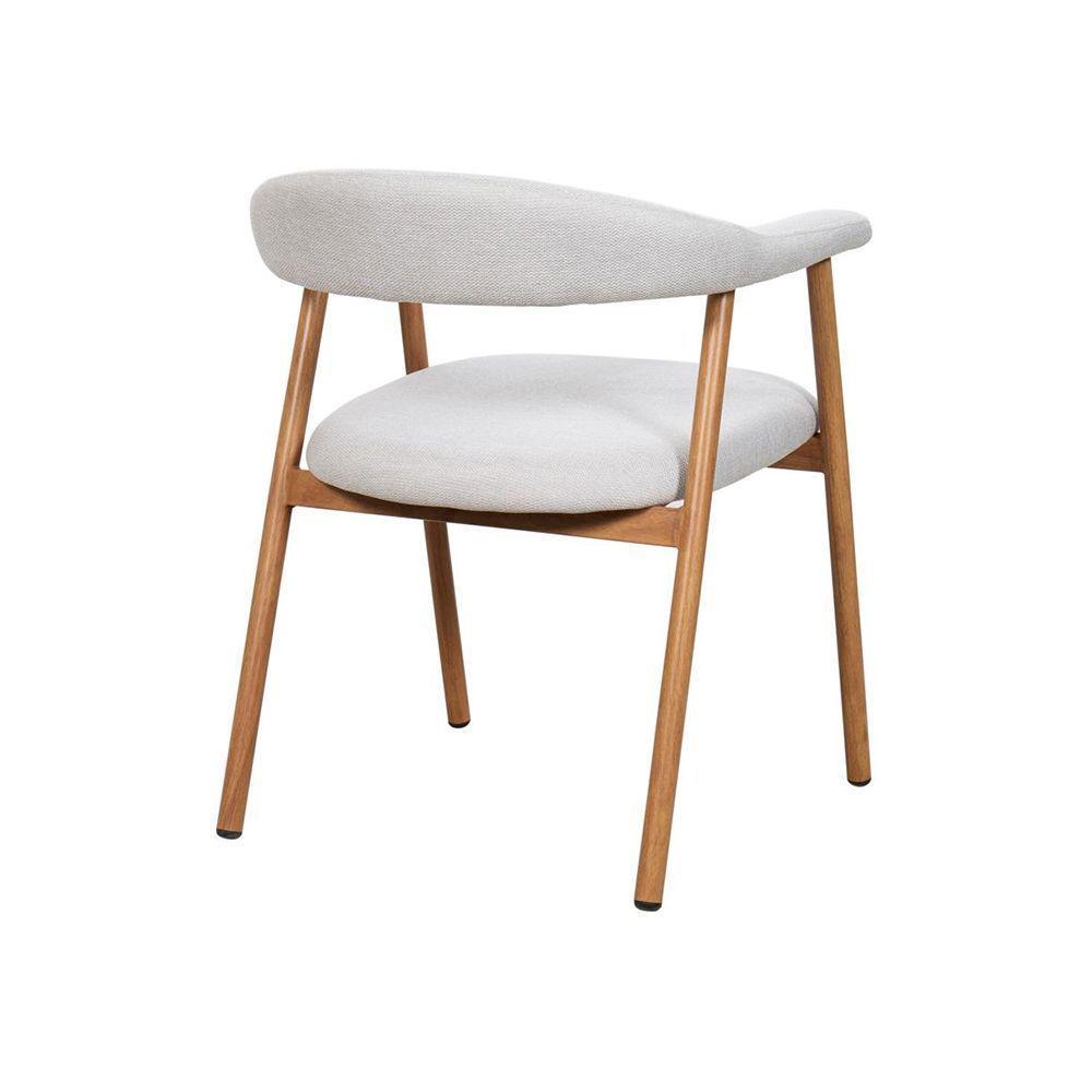 Kit 8 Cadeiras De Jantar Luana Estrutura Aço Carbono Laminado Natural Com Estofado Linho Cru - 5