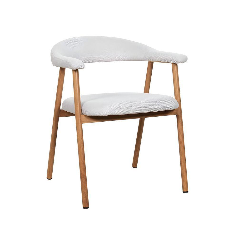 Kit 8 Cadeiras De Jantar Luana Estrutura Aço Carbono Laminado Natural Com Estofado Linho Cru - 6