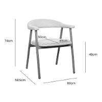 Kit 8 Cadeiras De Jantar Luana Estrutura Aço Carbono Laminado Natural Com Estofado Linho Cru